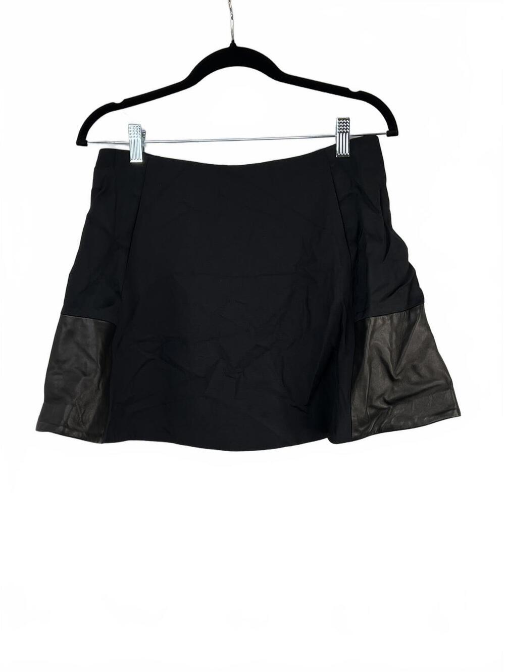 Rag & Bone Size 4 Black Montrose Mini Skirt with Lamb Leather Paneling